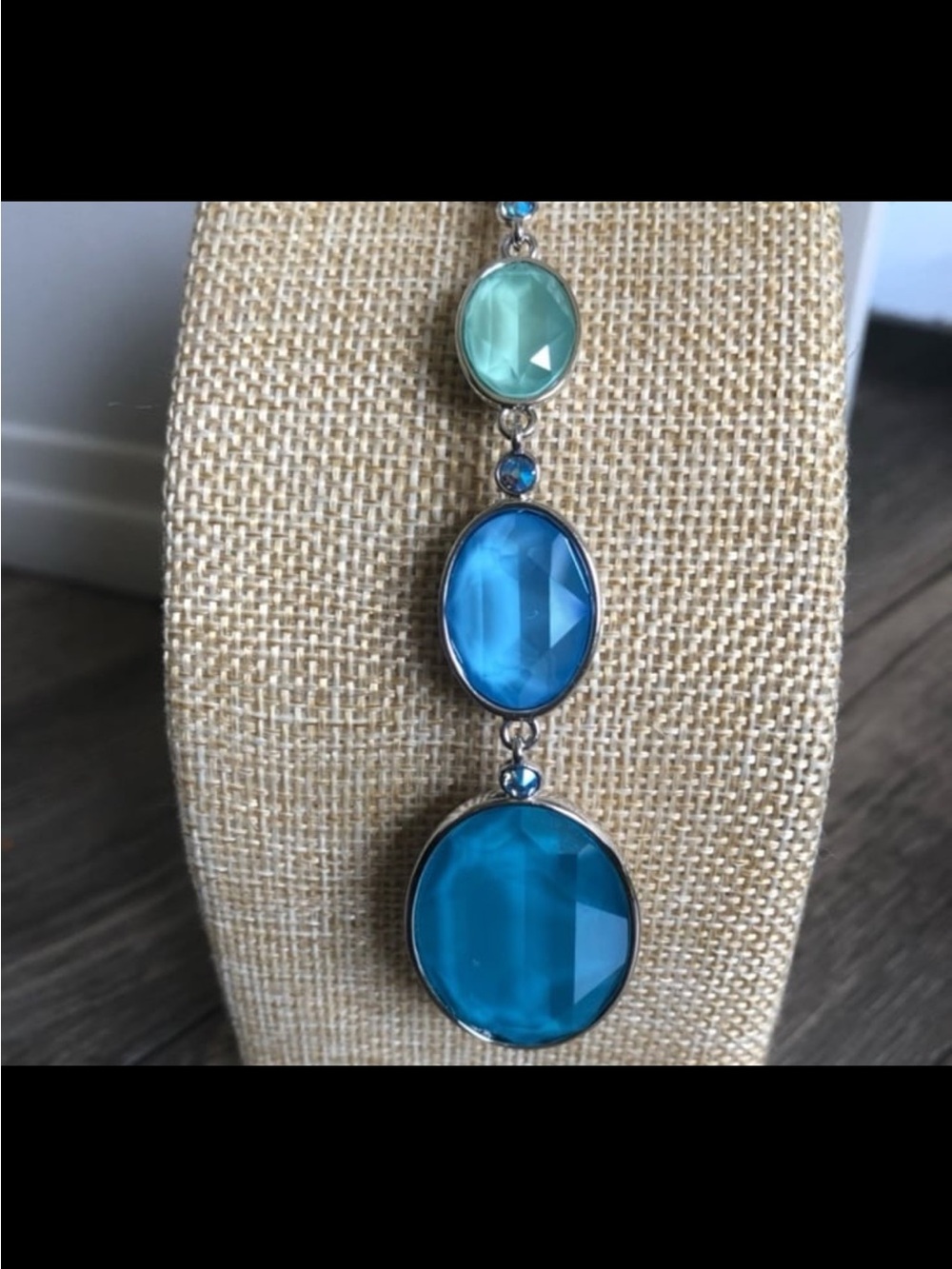 TOUCHSTONE CRYSTAL BY SWAROVSKI, SUMMER DROP PENDANT, BLUE, RHODIUM PLATING - Picture 5 of 13